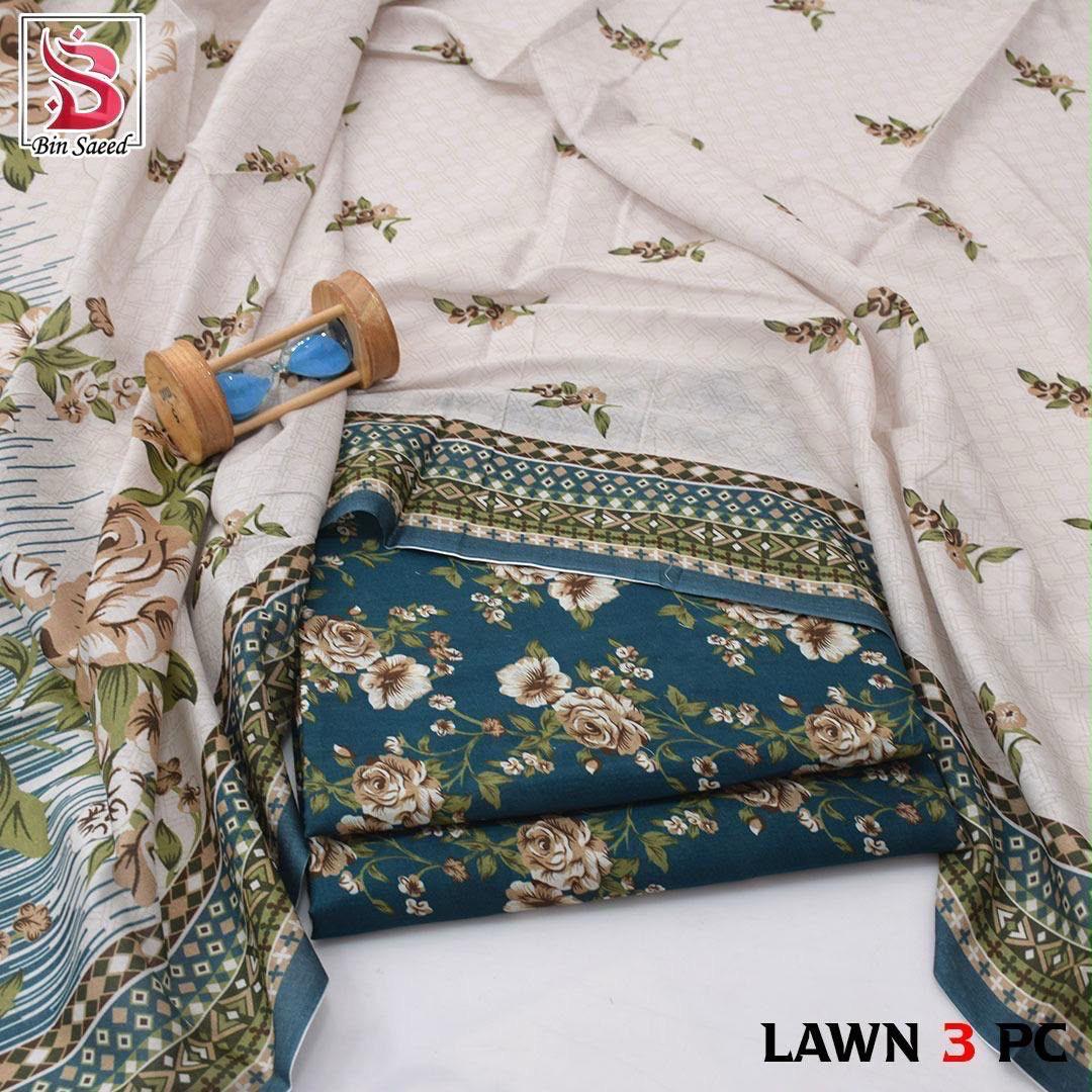 Bin Saeed Lawn 3-Piece Digital Printed