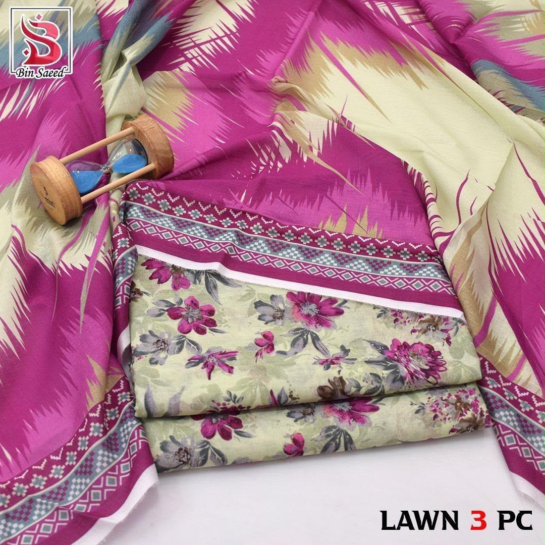 Bin Saeed Lawn 3-Piece Digital Printed