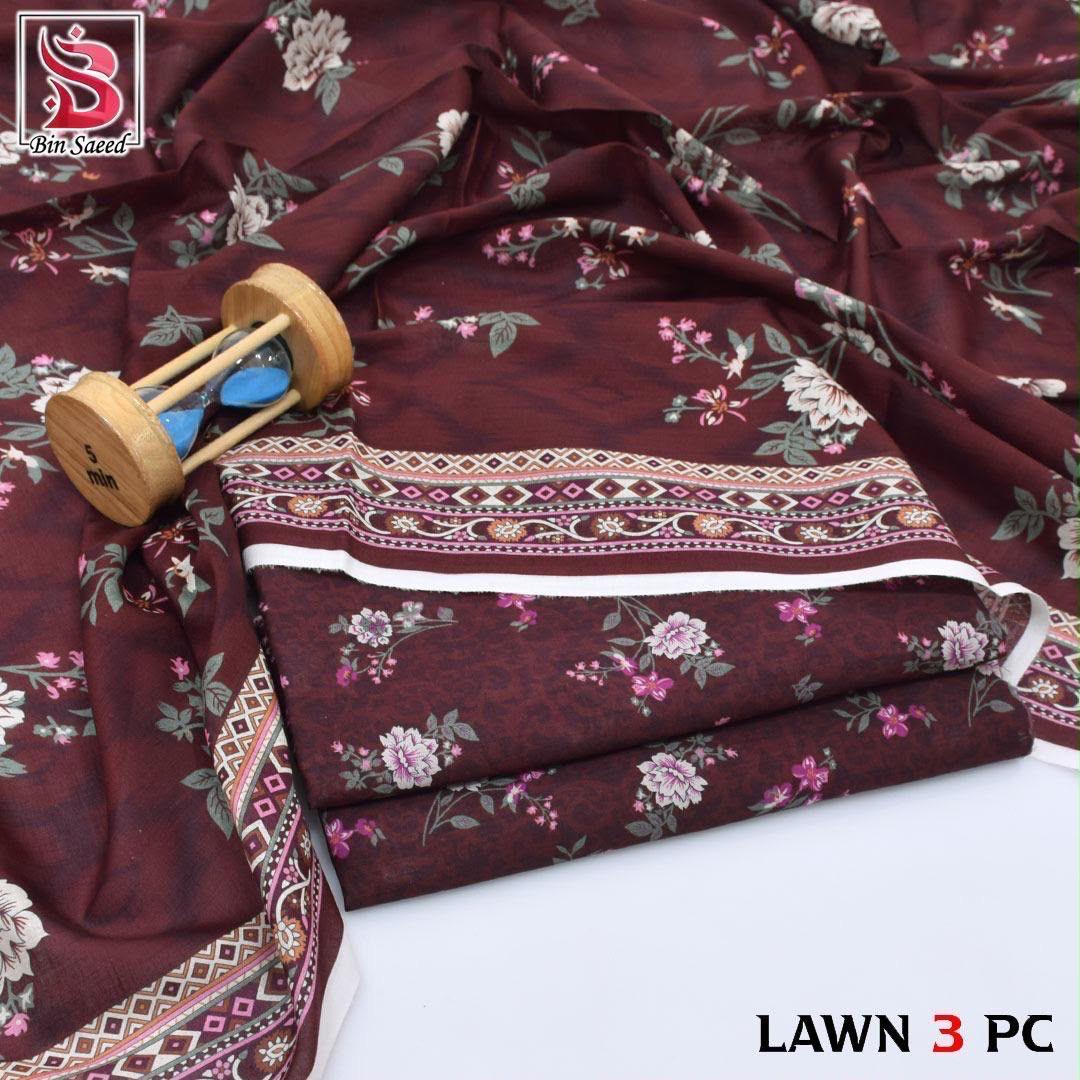 Bin Saeed Lawn 3-Piece Digital Printed