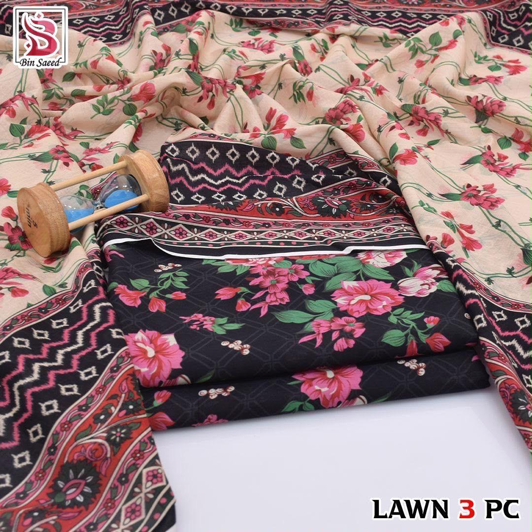 Bin Saeed Lawn 3-Piece Digital Printed