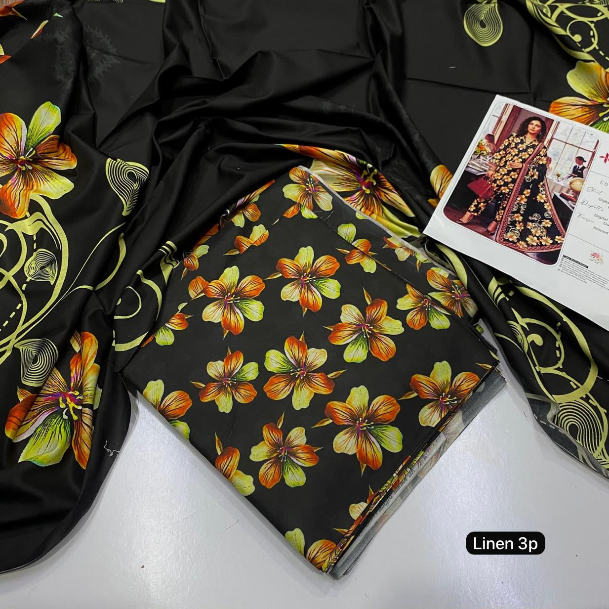 Al Karam linen 3 piece Allover printed