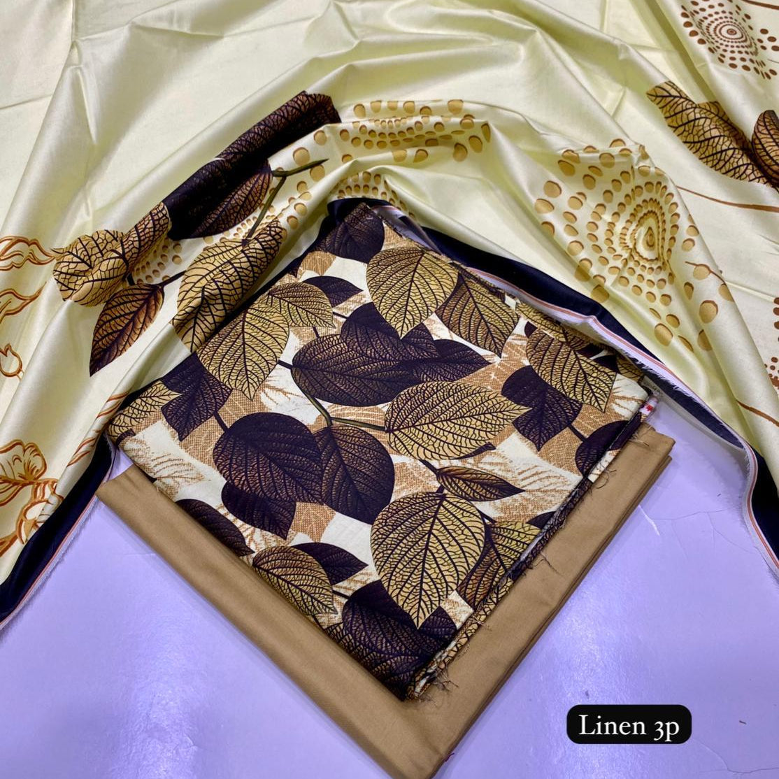 Al Karam linen 3 piece Allover printed