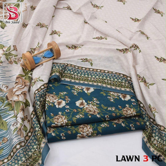 Bin Saeed Lawn 3-Piece Digital Printed