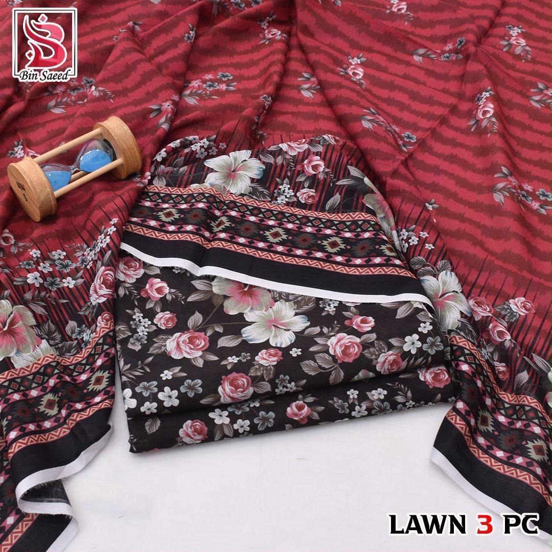 Bin Saeed Lawn 3-Piece Digital Printed