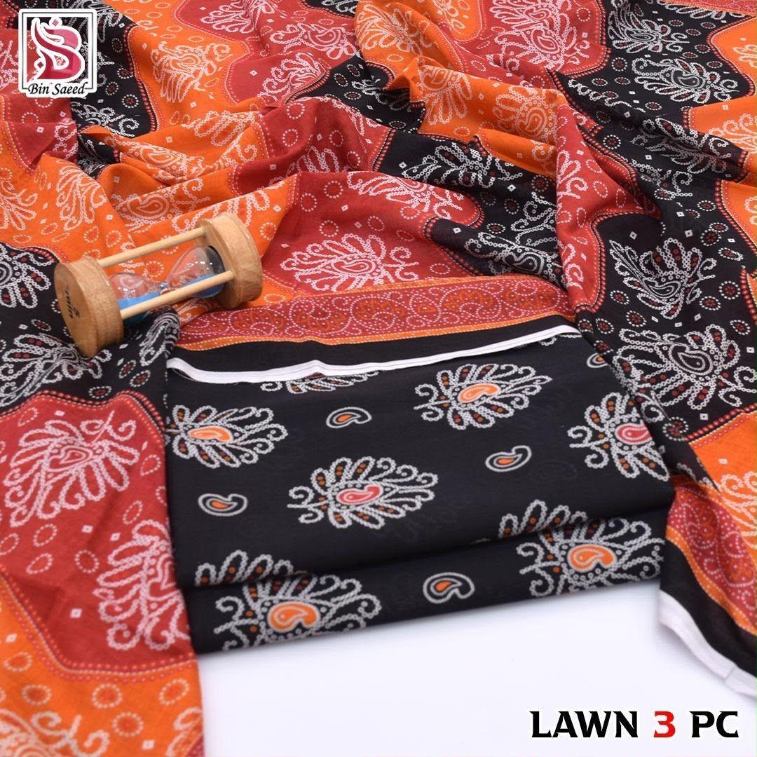 Bin Saeed Lawn 3-Piece Digital Printed