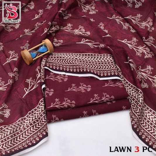 Bin Saeed Lawn 3-Piece Digital Printed
