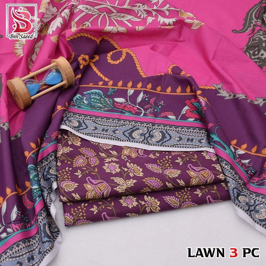 Bin Saeed Lawn 3-Piece Digital Printed