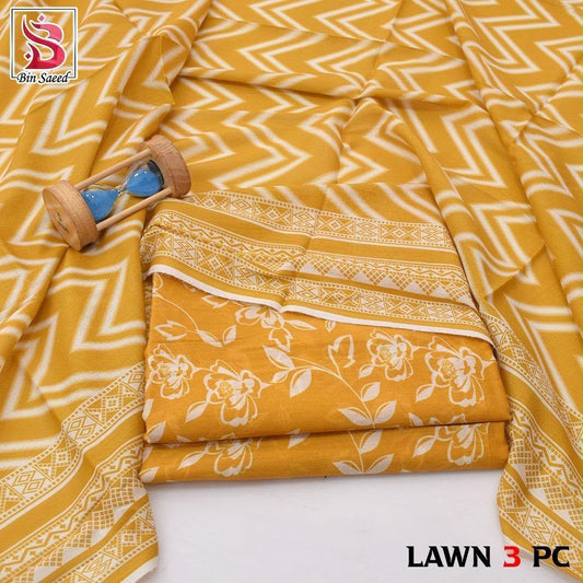 Bin Saeed Lawn 3-Piece Digital Printed