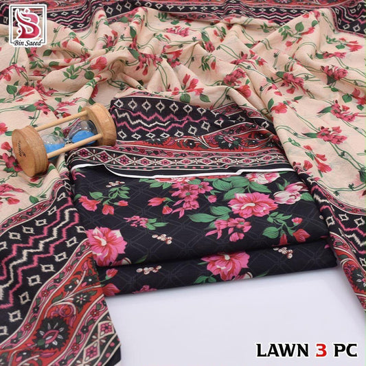 Bin Saeed Lawn 3-Piece Digital Printed