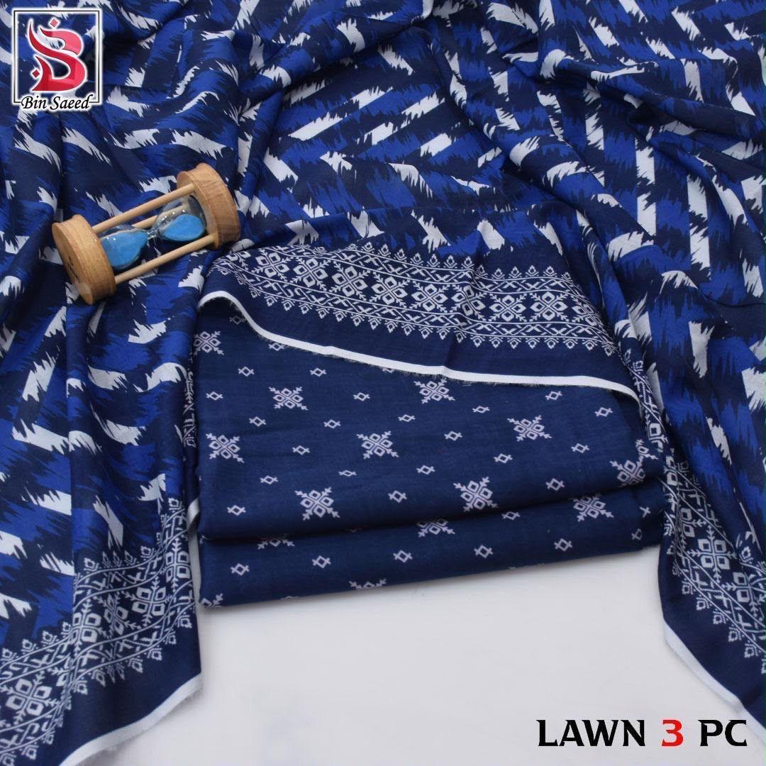 Bin Saeed Lawn 3-Piece Digital Printed