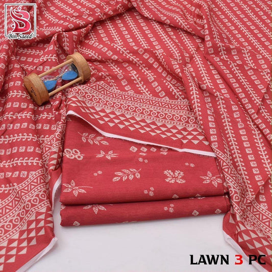 Bin Saeed Lawn 3-Piece Digital Printed