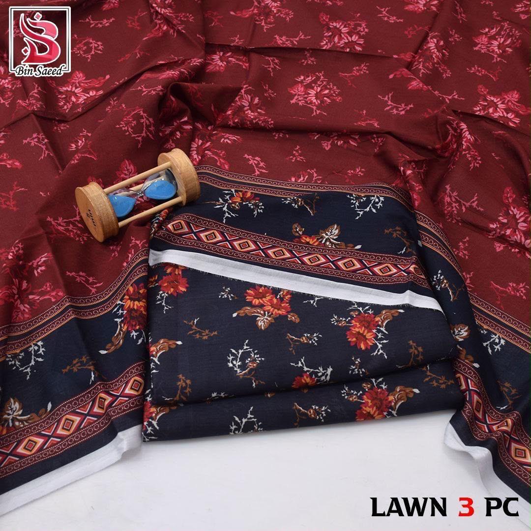 Bin Saeed Lawn 3-Piece Digital Printed