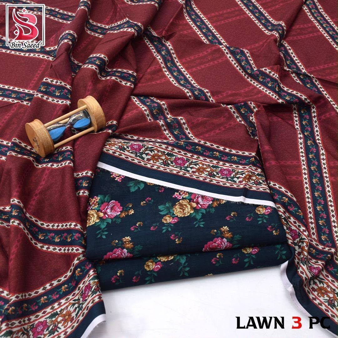 Bin Saeed Lawn 3-Piece Digital Printed