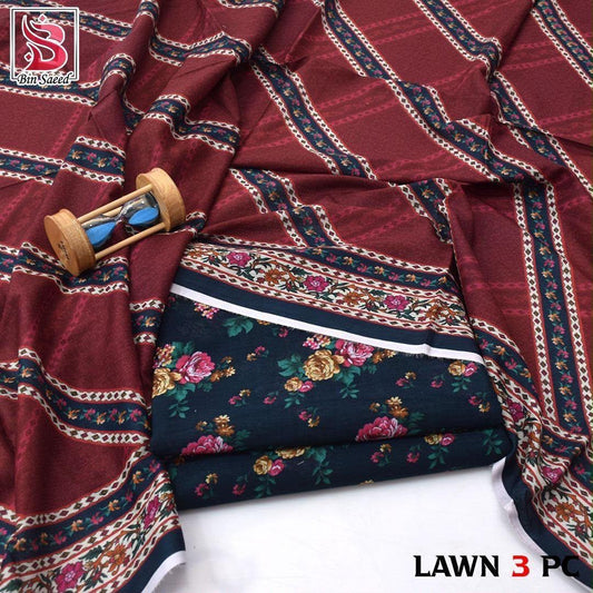 Bin Saeed Lawn 3-Piece Digital Printed