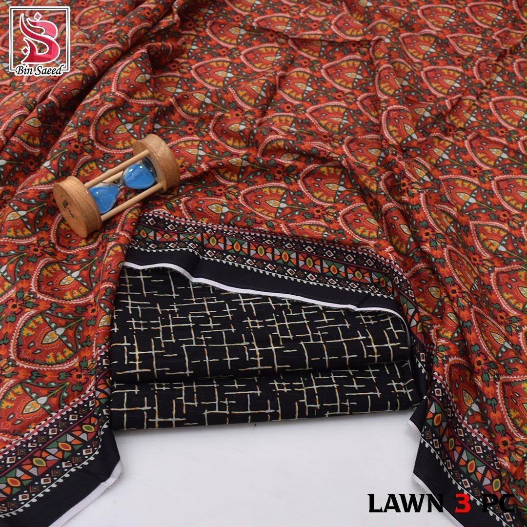 Bin Saeed Lawn 3-Piece Digital Printed