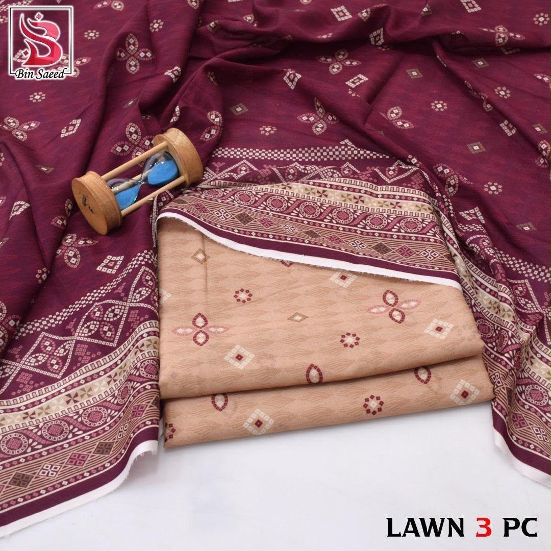 Bin Saeed Lawn 3-Piece Digital Printed