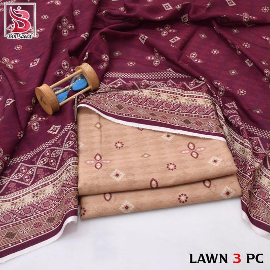 Bin Saeed Lawn 3-Piece Digital Printed