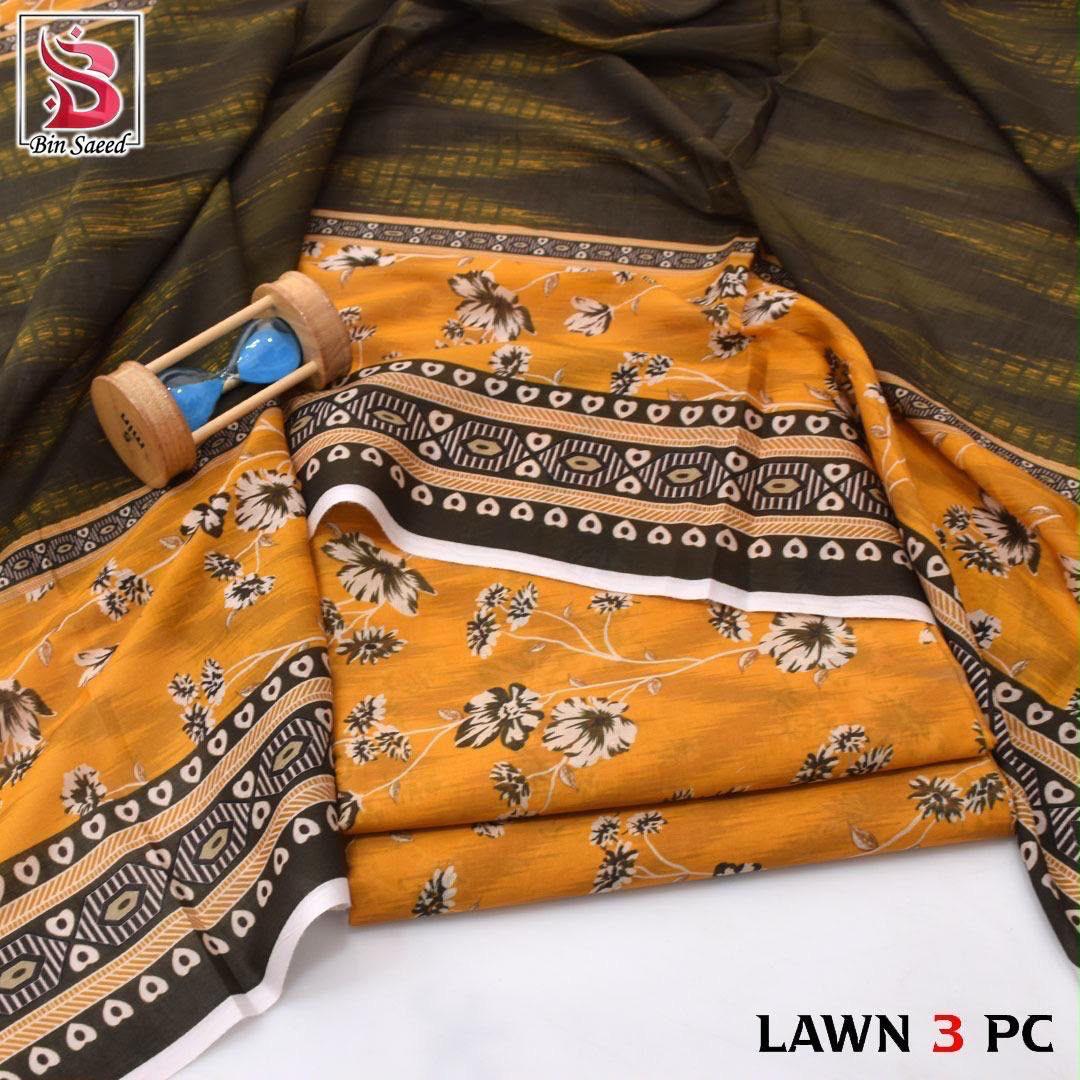 Bin Saeed Lawn 3-Piece Digital Printed