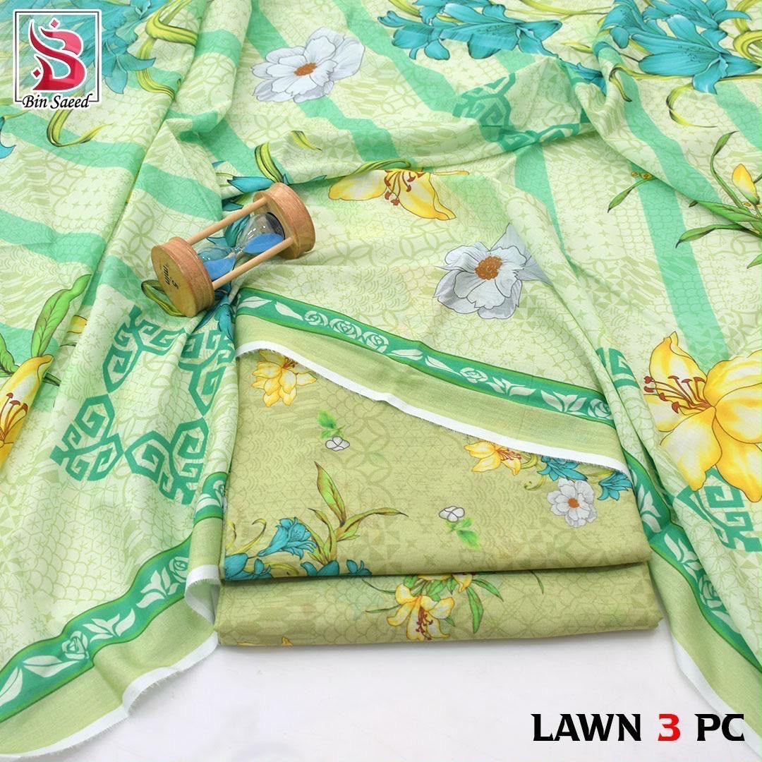 Bin Saeed Lawn 3-Piece Digital Printed