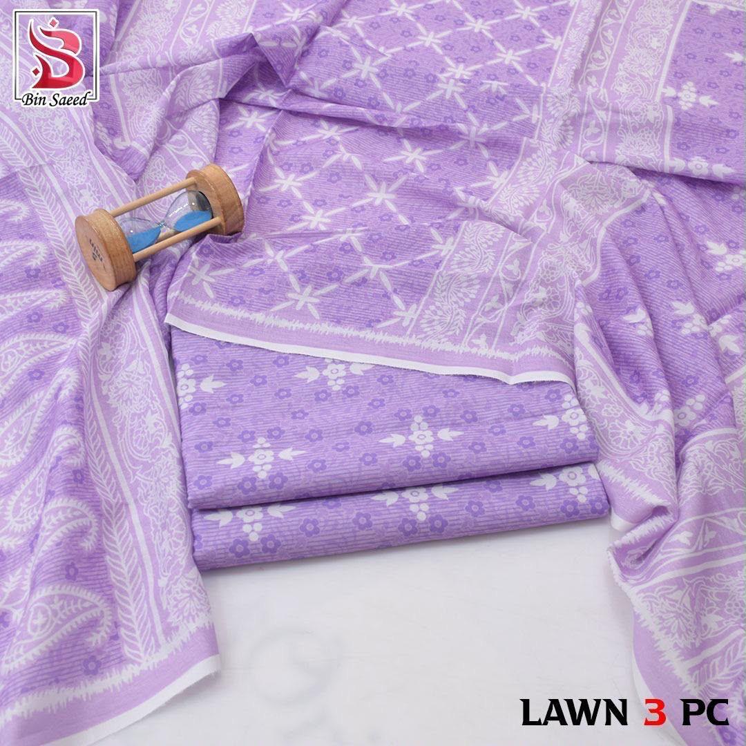 Bin Saeed Lawn 3-Piece Digital Printed