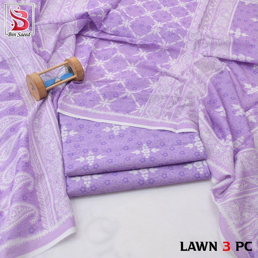 Bin Saeed Lawn 3-Piece Digital Printed