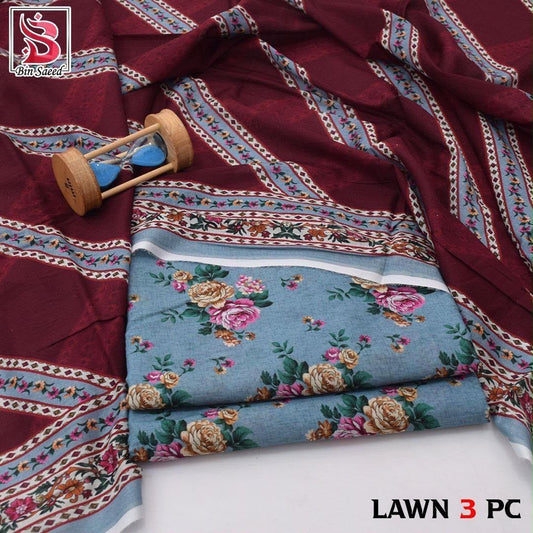 Bin Saeed Lawn 3-Piece Digital Printed