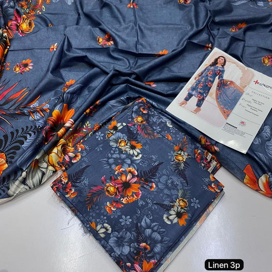 Al Karam linen 3 piece Allover printed