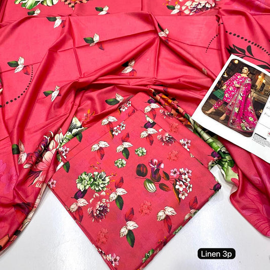 Al Karam linen 3 piece Allover printed
