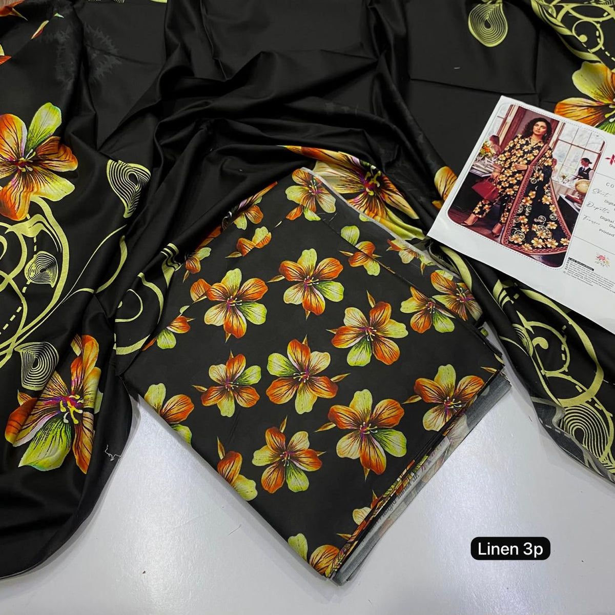 Al Karam linen 3 piece Allover printed