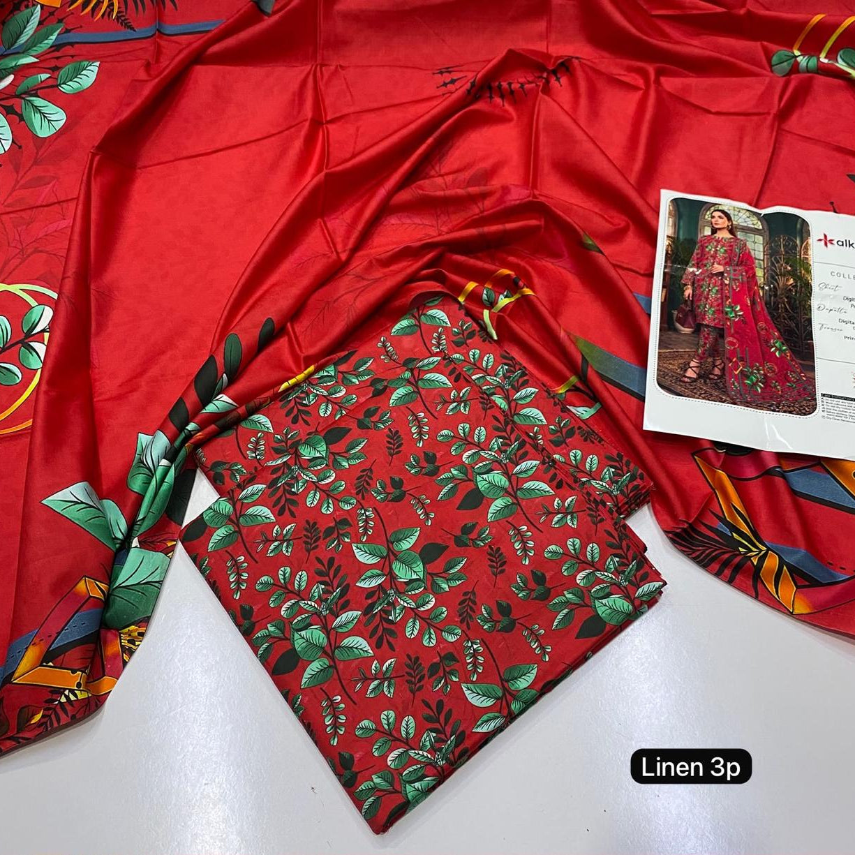 Al Karam linen 3 piece Allover printed