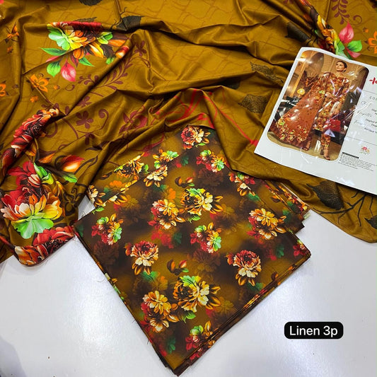 Al Karam linen 3 piece Allover printed