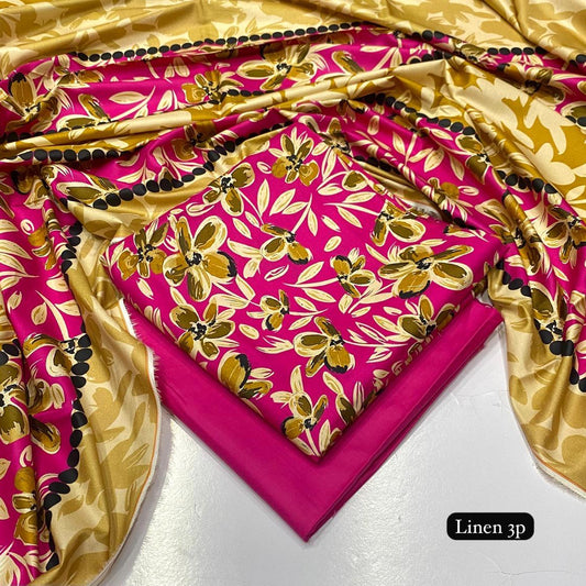 Al Karam linen 3 piece Allover printed