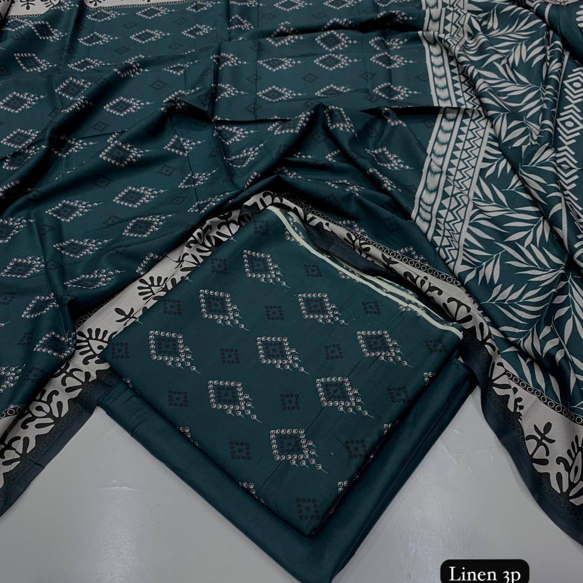 Al Karam linen 3 piece Allover printed