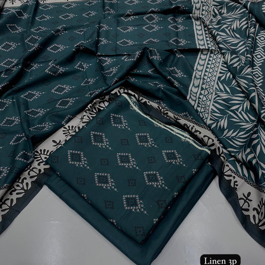 Al Karam linen 3 piece Allover printed