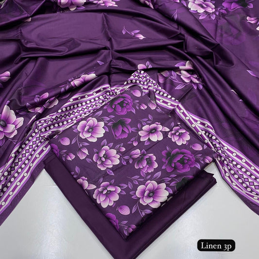 Al Karam linen 3 piece Allover printed