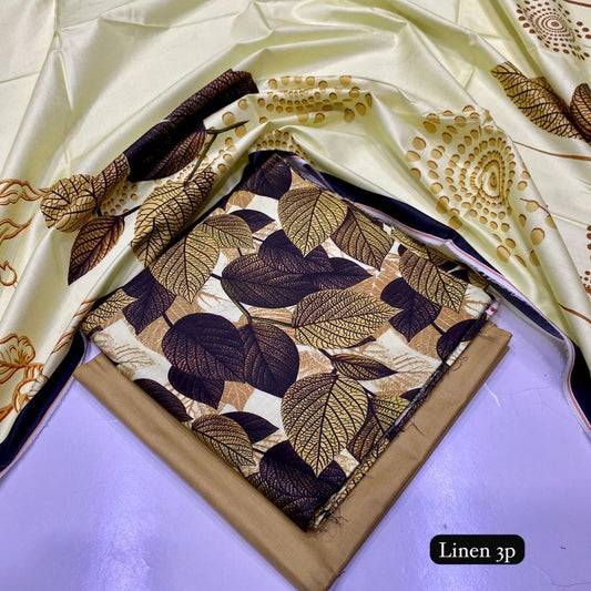 Al Karam linen 3 piece Allover printed