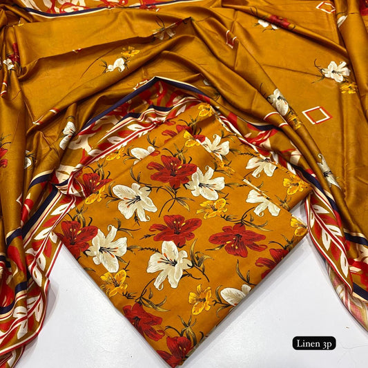 Al Karam linen 3 piece Allover printed