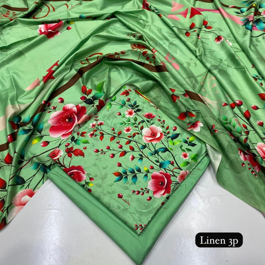 Al Karam linen 3 piece Allover printed