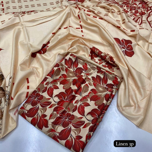 Al Karam linen 3 piece Allover printed