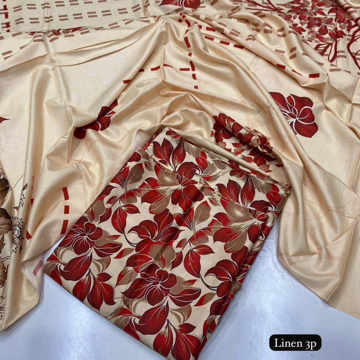 Al Karam linen 3 piece Allover printed