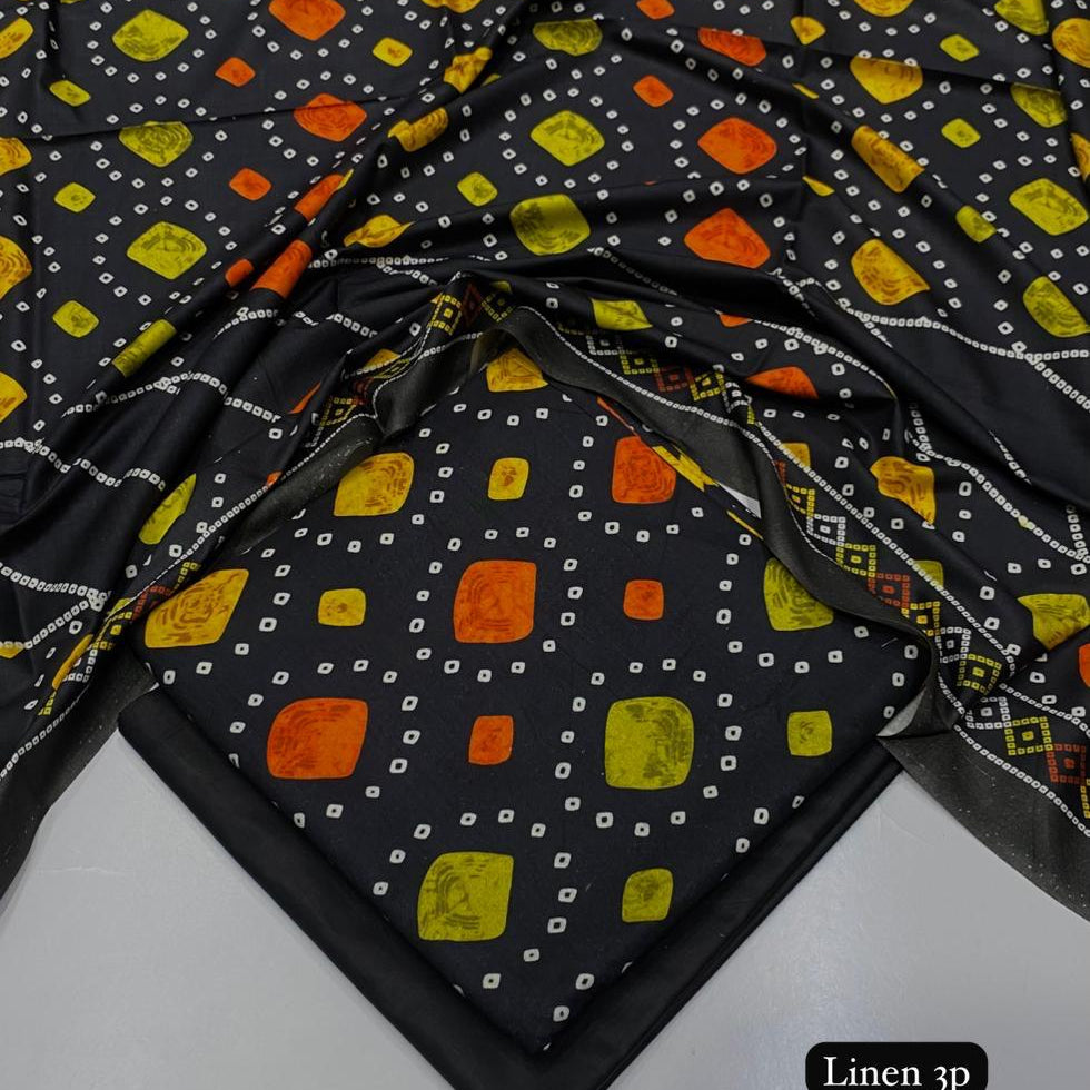 Al Karam linen 3 piece Allover printed