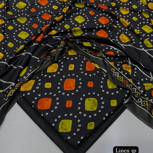 Al Karam linen 3 piece Allover printed