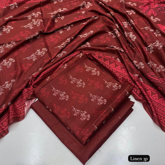 Al Karam linen 3 piece Allover printed