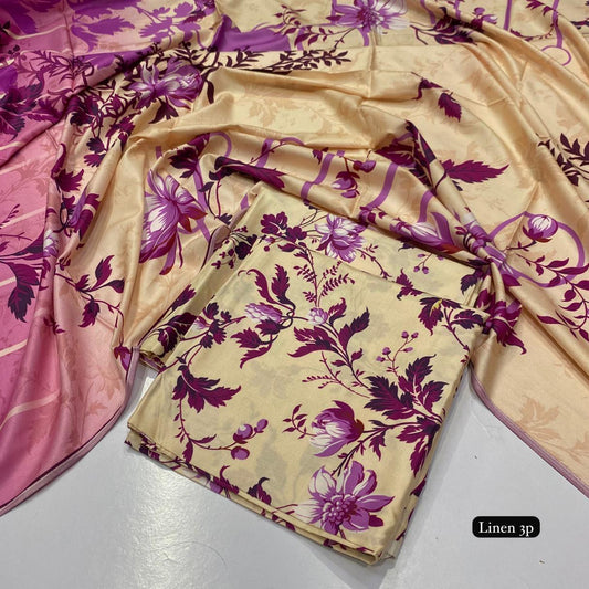 Al Karam linen 3 piece Allover printed